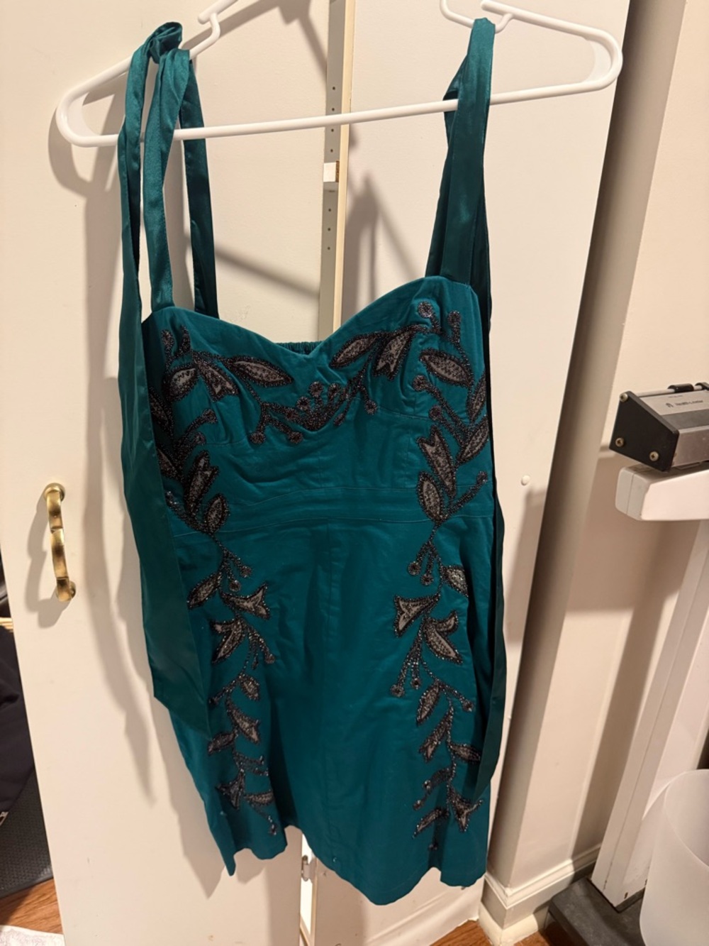 Free People Teal Beaded Mini Dress
